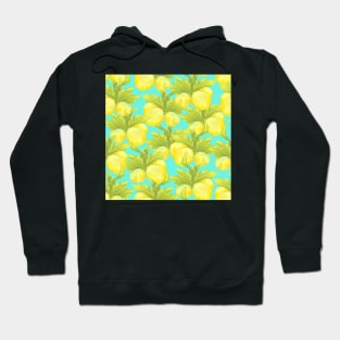 Chalk fresh sunny lemon on blue background Hoodie